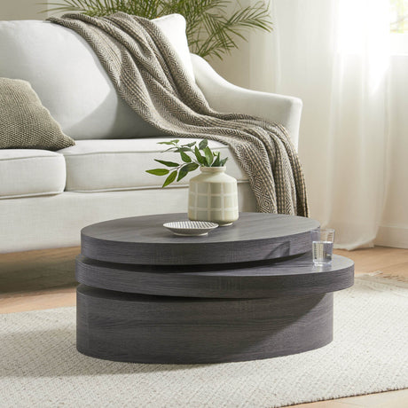 Contemporary Small Oval Rotating Coffee Table - Sleep Galleria