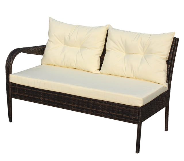 3-Piece Outdoor Brown Rattan Conversation Sofa Set With Cushions - Omega Lifestyles