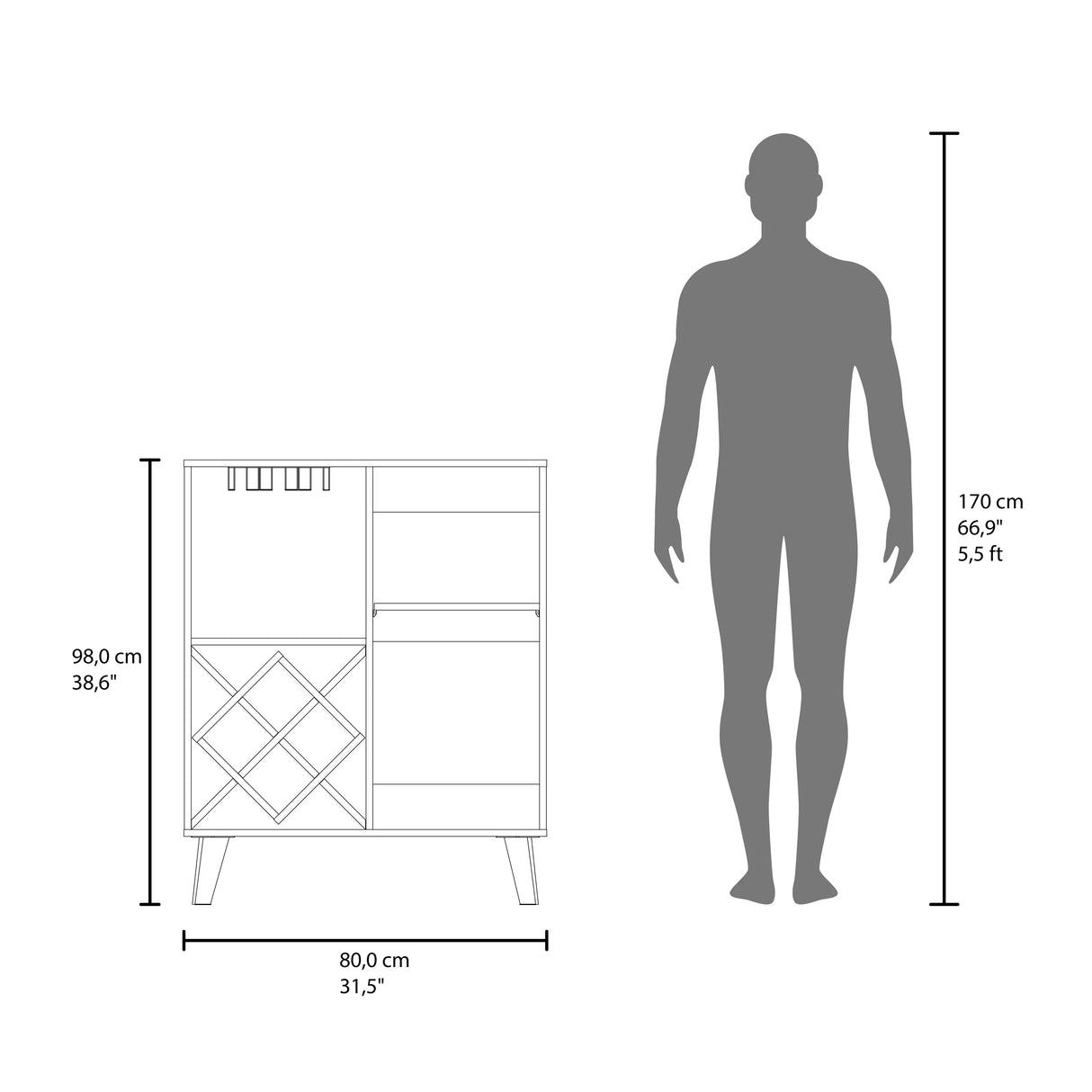 Angela Particle Board Wine Rack Storage Cabinet - Omega Lifestyles