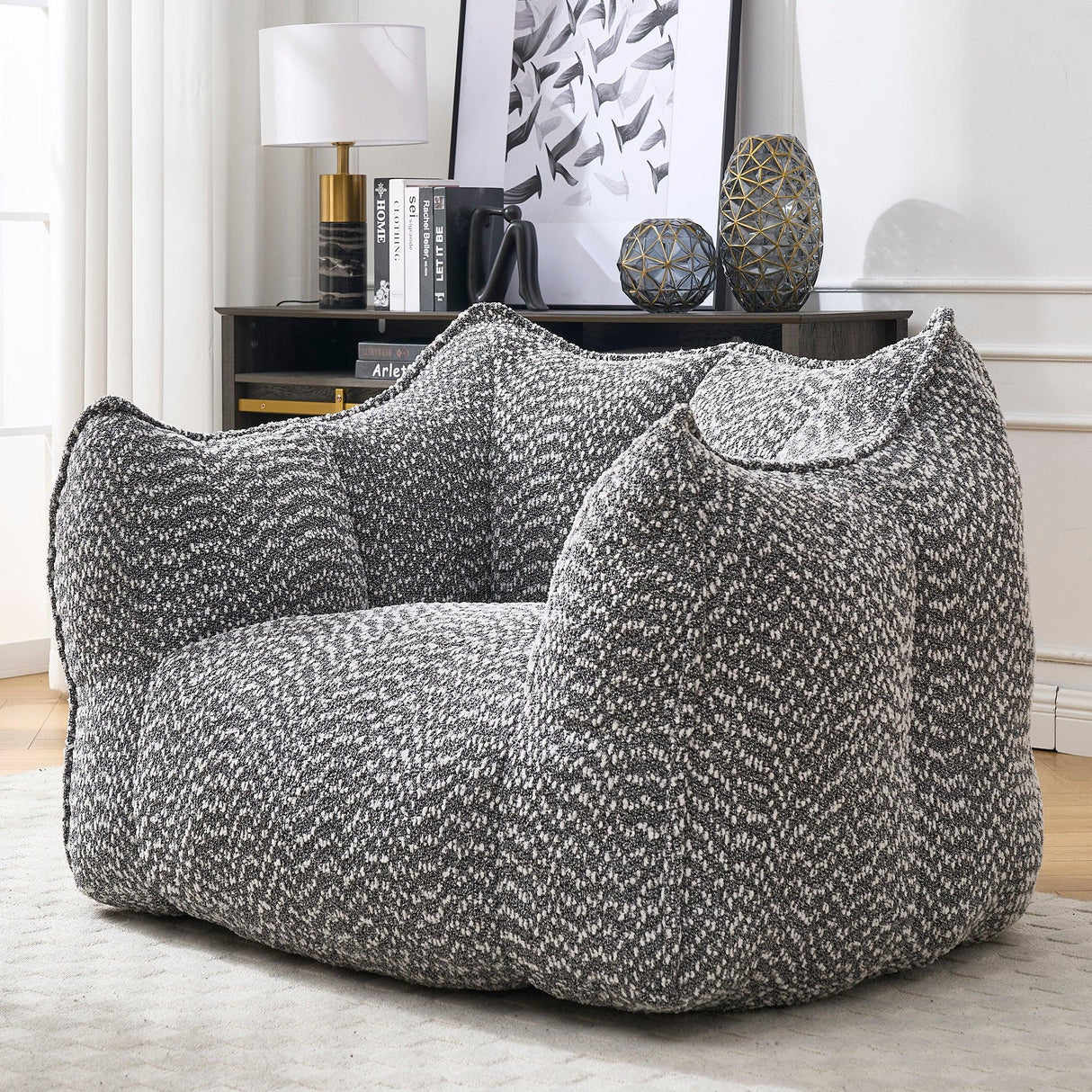 Chenille Bean Bag Chair With Resilient Foam - Omega Lifestyles
