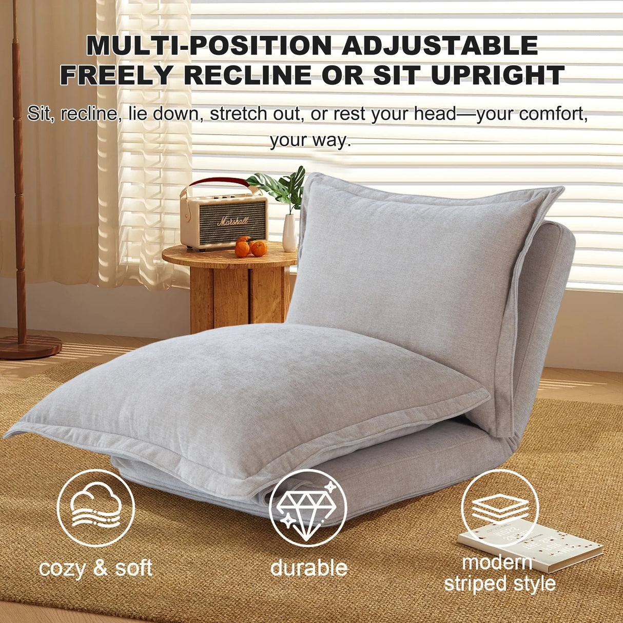 Adjustable Multi-Position Floor Sofa Chair With Foam Padding - Omega Lifestyles