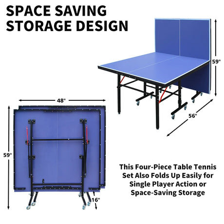 Competition Grade Foldable 8ft Indoor Table Tennis Table Set - Omega Lifestyles