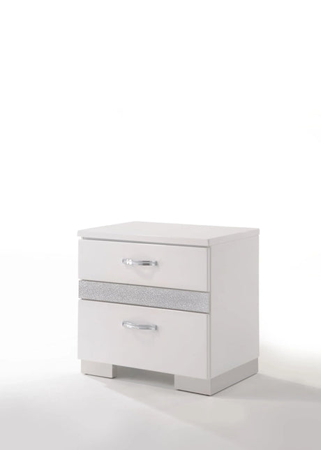 Modern White Synthetic Wood Nightstand With Jewelry Drawer - Omega Lifestyles