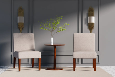 Fabric Accent Chair Set Of 2 With Round Wood Table - Omega Lifestyles