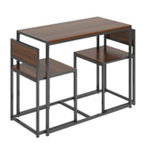 Modern Rectangular Brown MDF 3-Piece Dining Table Set - Omega Lifestyles