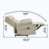 Beige Faux Leather Manual Recliner Chair With Massage - Omega Lifestyles