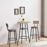 Bar Table Set Of 3 With Upholstered Backrest And Shelf - Omega Lifestyles