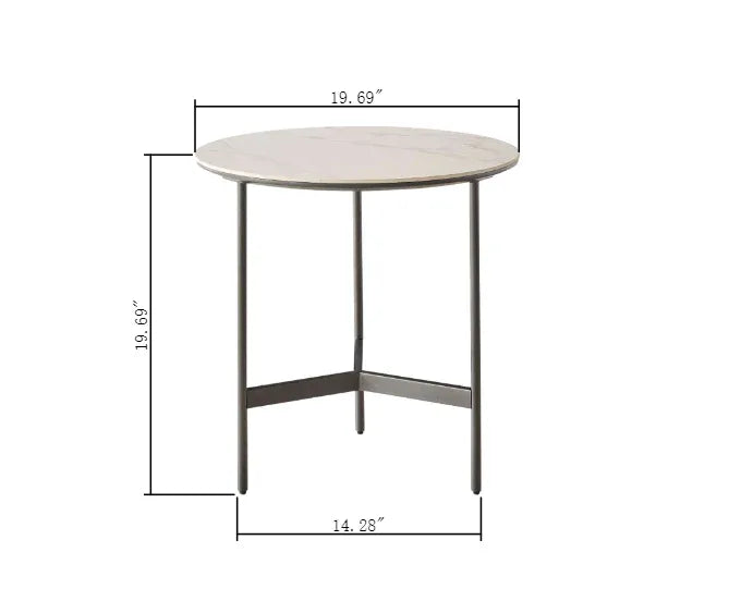 Small Round Waterproof Sintered Stone End Table - Omega Lifestyles