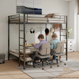 Full Over Twin Metal Bunk Bed With Desk Charging Station - Omega Lifestyles