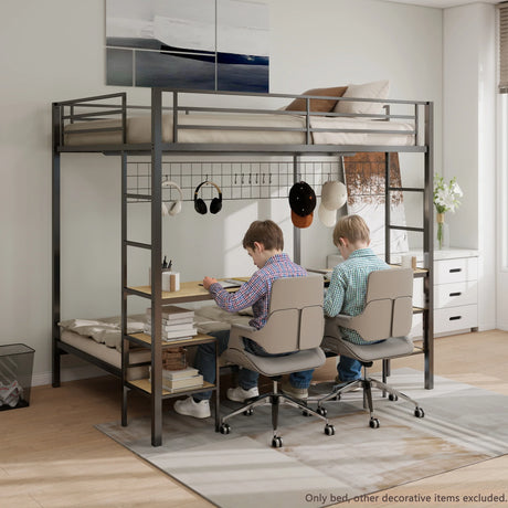 Full Over Twin Metal Bunk Bed With Desk Charging Station - Omega Lifestyles