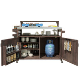 Outdoor Kitchen Island Solid Fir Wood Raised Shelf Cart - Omega Lifestyles