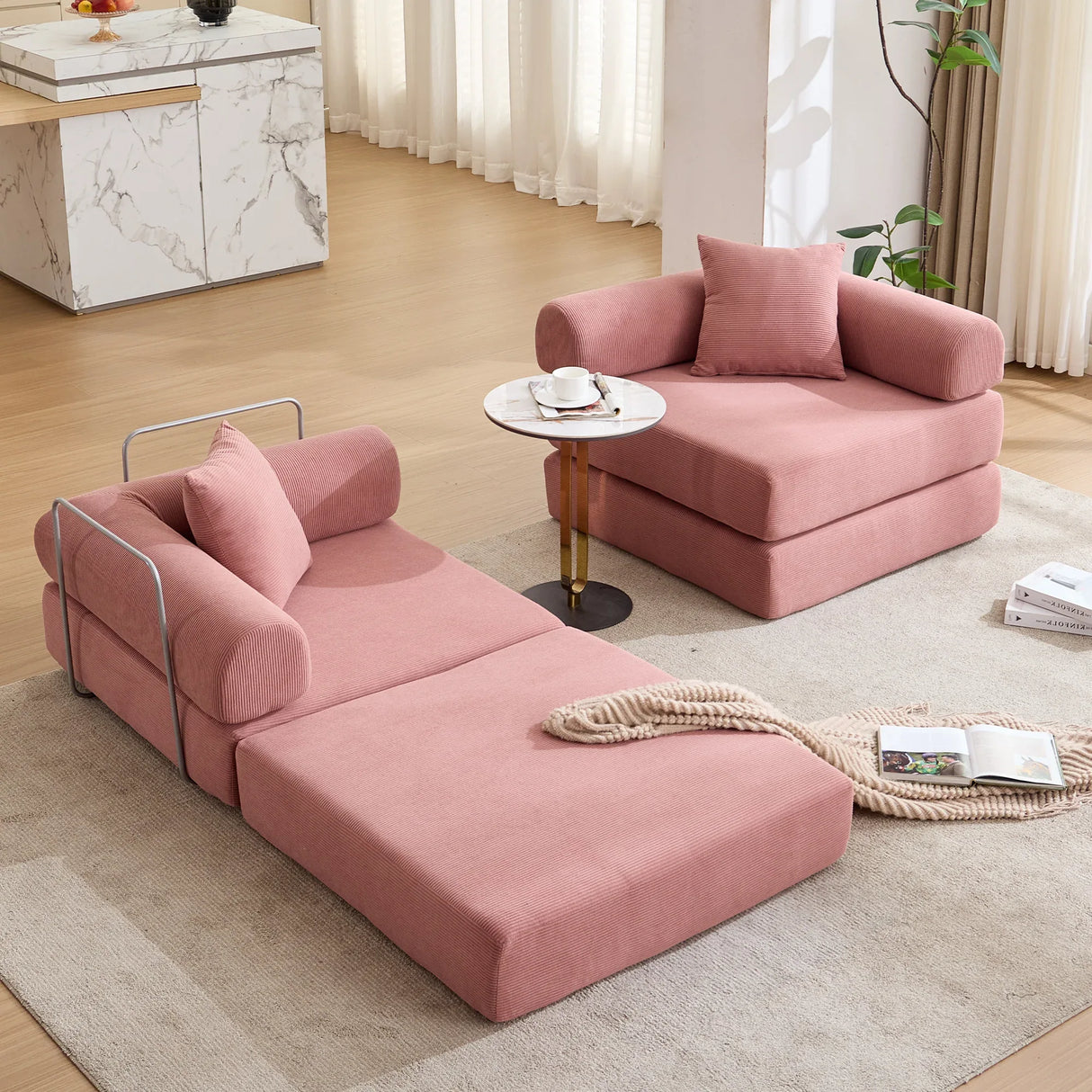 Modular Folding Convertible Corduroy Sofa Bed - Omega Lifestyles