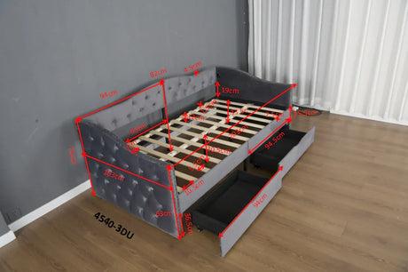 Twin Upholstered Velvet Wood Storage Daybed Frame - Omega Lifestyles