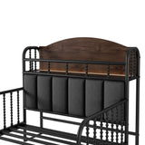 Twin Metal Platform Bed Frame With Upholstered Headboard And LED Light - Omega Lifestyles