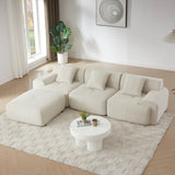 Modern L-Shaped Modular Corduroy 3-Seater Sectional Sofa - Omega Lifestyles