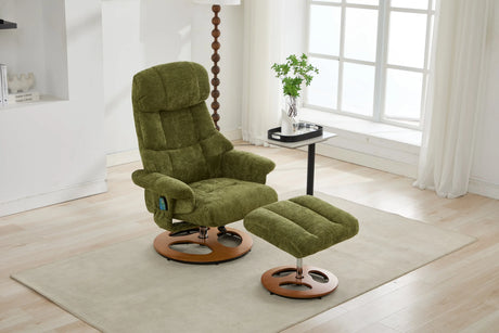 Soft Chenille Recliner Chair With Ottoman And Massage - Omega Lifestyles