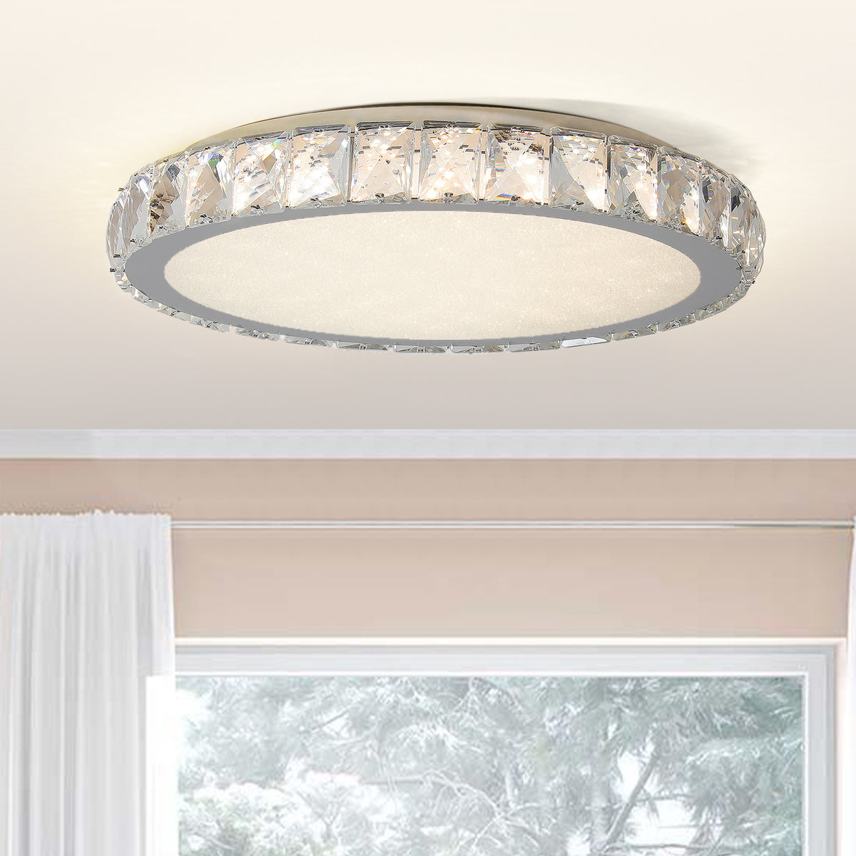 Crystal 19.7-Inch Dimmable K9 LED Ceiling Light