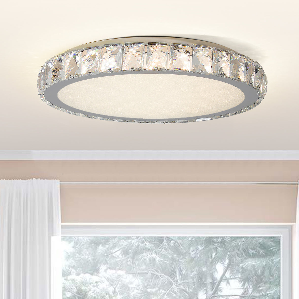 Crystal 19.7-Inch Dimmable K9 LED Ceiling Light