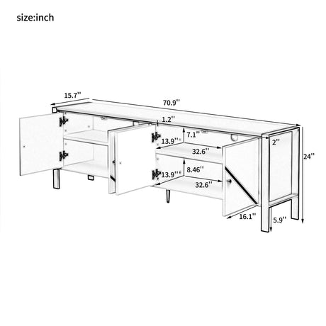 Modern Minimalist White MDF Metal TV Stand With Storage - Sleep Galleria