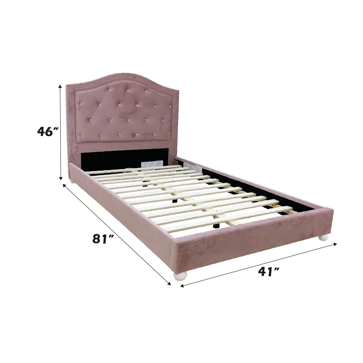 Twin Pink Fabric Upholstered Bed Frame - Omega Lifestyles