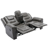 Grey Manual PU Upholstered Home Theater Recliner Chair Set - Omega Lifestyles