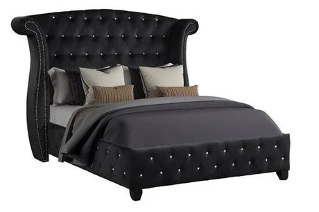 Sophia Upholstered Queen Bed Frame With Acacia Wood - Omega Lifestyles