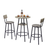 Bar Table Set Of 3 With Upholstered Backrest And Shelf - Omega Lifestyles