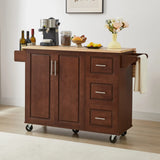 Rolling Kitchen Island Cart With Drop-Leaf Rubberwood Countertop - Omega Lifestyles