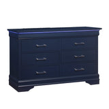 Transitional Blue LED Lighting Solid Wood Dresser - Omega Lifestyles