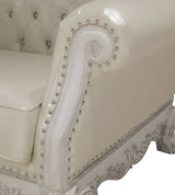 Dresden Faux Leather White Accent Chair With Pillows - Omega Lifestyles