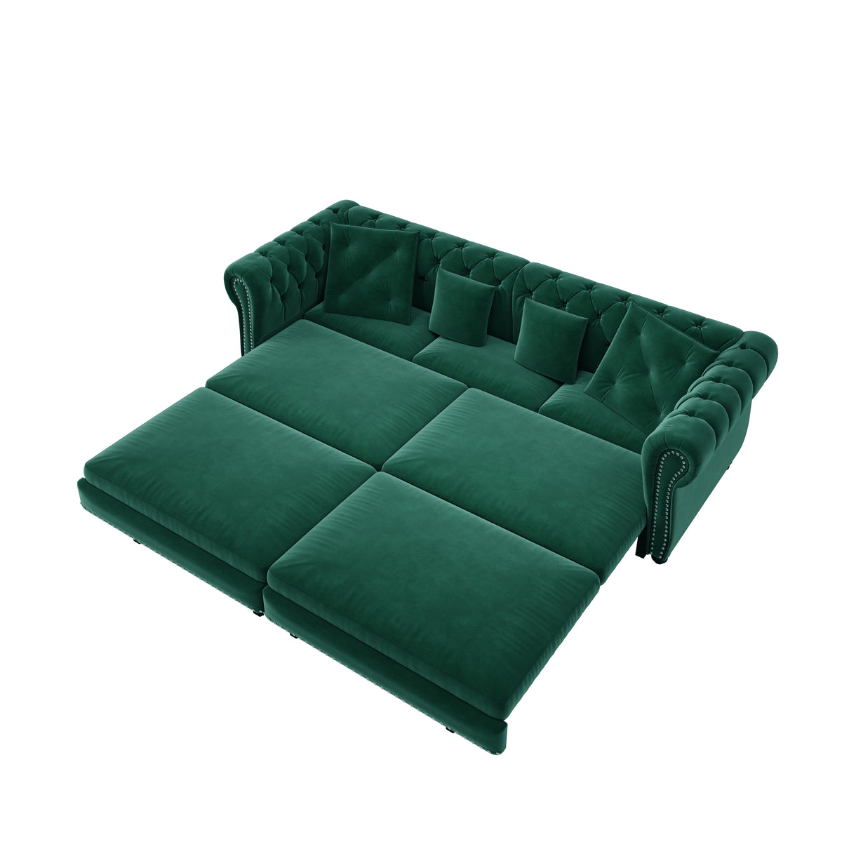 3-in-1 Convertible Velvet Sleeper Sofa Bed With Ottoman