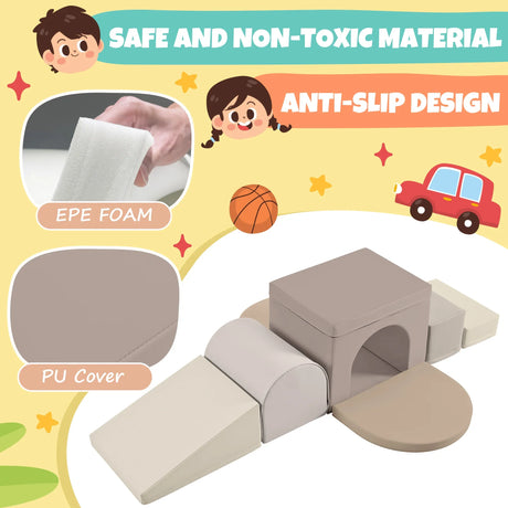 Colorful Soft Foam Climb and Crawl Playset for Toddlers - Omega Lifestyles