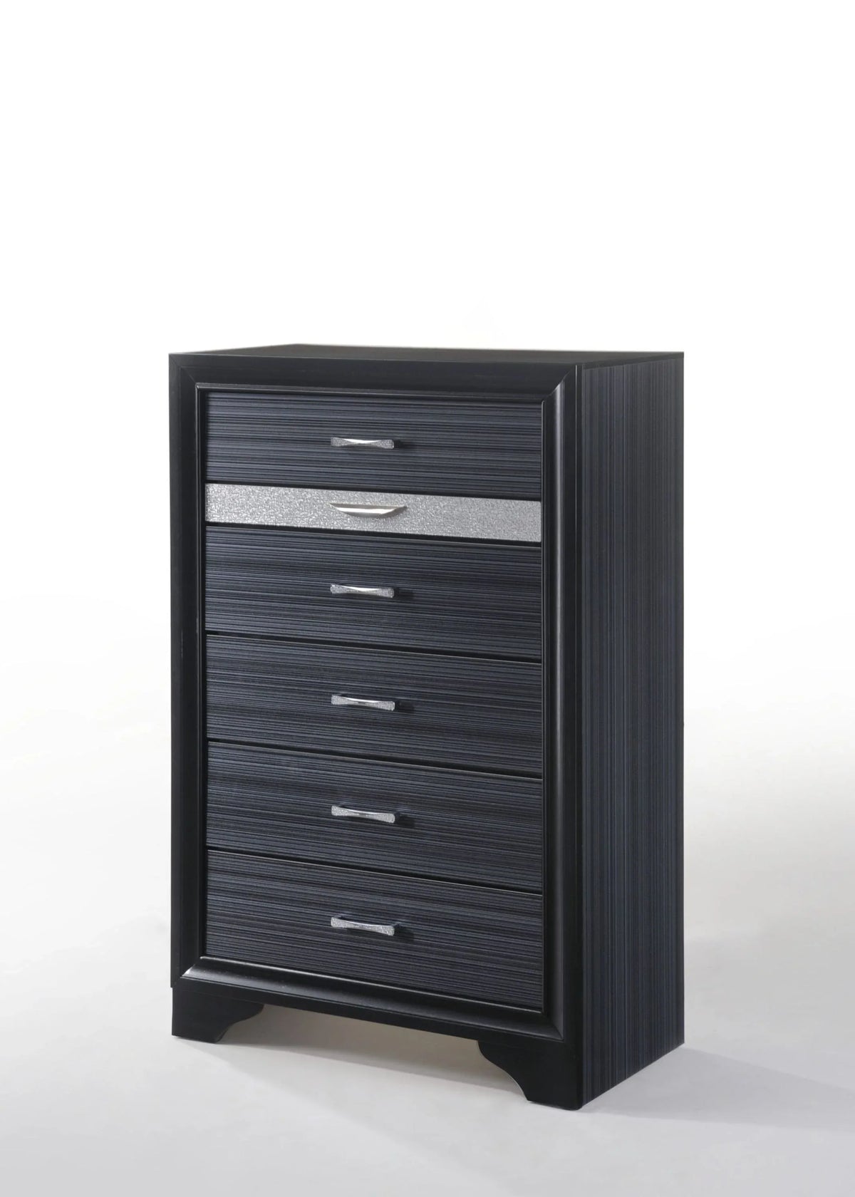Modern Black Synthetic Wood 5-Drawer Chest - Omega Lifestyles