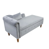 Classic Velvet Storage Chaise Lounge With Pillow - Omega Lifestyles