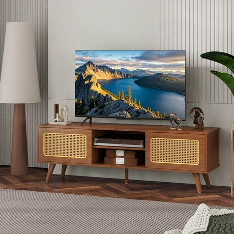Mid Century Modern Rattan TV Stand Console - Sleep Galleria
