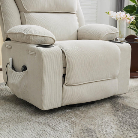 Ivory Remote-Controlled Heated Massage Assistive Recliner - Omega Lifestyles