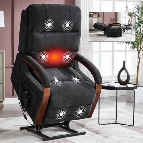 Power Chenille Lift Recliner Chair With Massage Heat - Omega Lifestyles