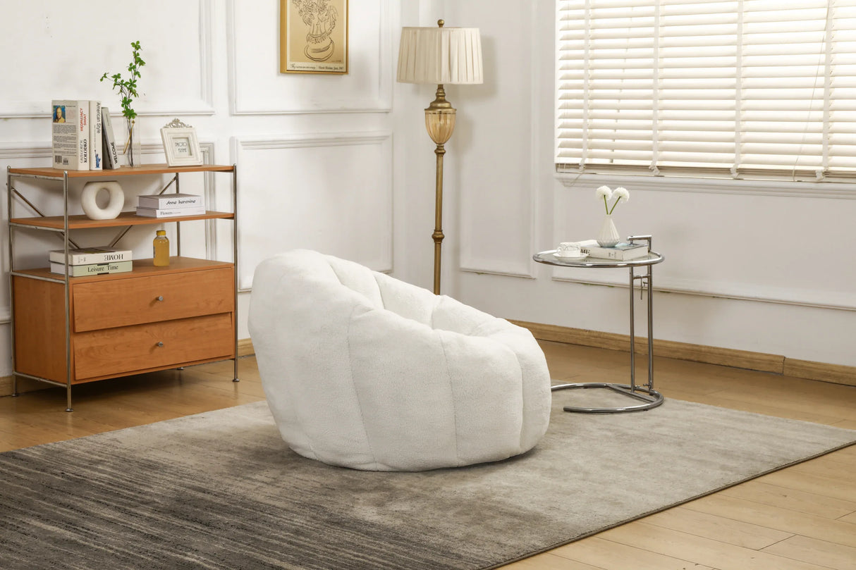 Plush Teddy Foam Bean Bag Chair With Armrests - Omega Lifestyles