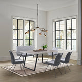 6-Piece Gray Metal Dining Table Chair Bench Set - Omega Lifestyles