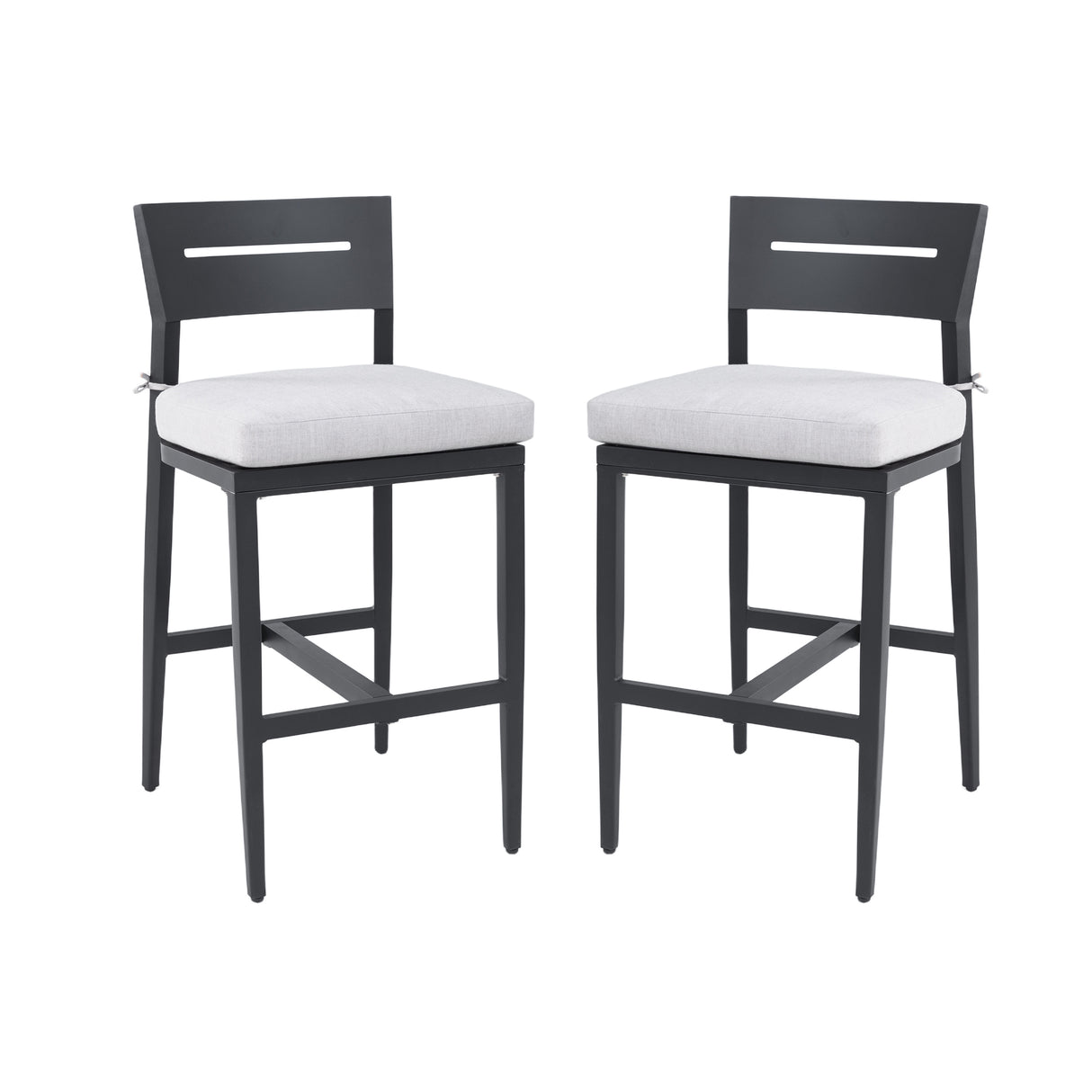 Set Of 2 Modern Aluminum Outdoor Bar Stools With Cushions