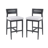 Set Of 2 Modern Aluminum Outdoor Bar Stools With Cushions