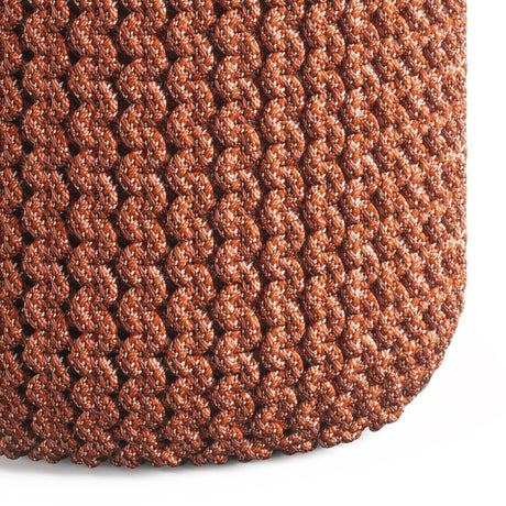 Round Knitted Orange Outdoor Indoor Fabric Pouf Stool - Omega Lifestyles