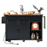 Farmhouse Kitchen Island Rolling Cart With Power Outlet - Omega Lifestyles