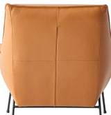 Sandstone Top Grain Leather Accent Chair With Ottoman - Omega Lifestyles