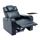 Blue PU Leather Power Recliner Chair With Cooling Cup Holder - Omega Lifestyles