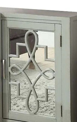 Antique Gray Mirrored Four-Door Storage Console Cabinet - Omega Lifestyles