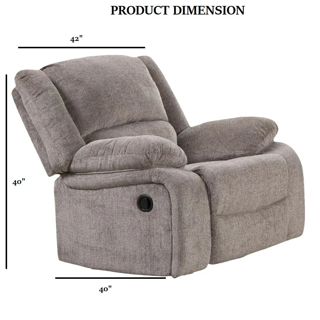 Transitional Mocha Chenille Manual Recliner With Pillow Arms - Omega Lifestyles