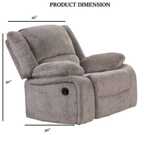 Transitional Mocha Chenille Manual Recliner With Pillow Arms - Omega Lifestyles