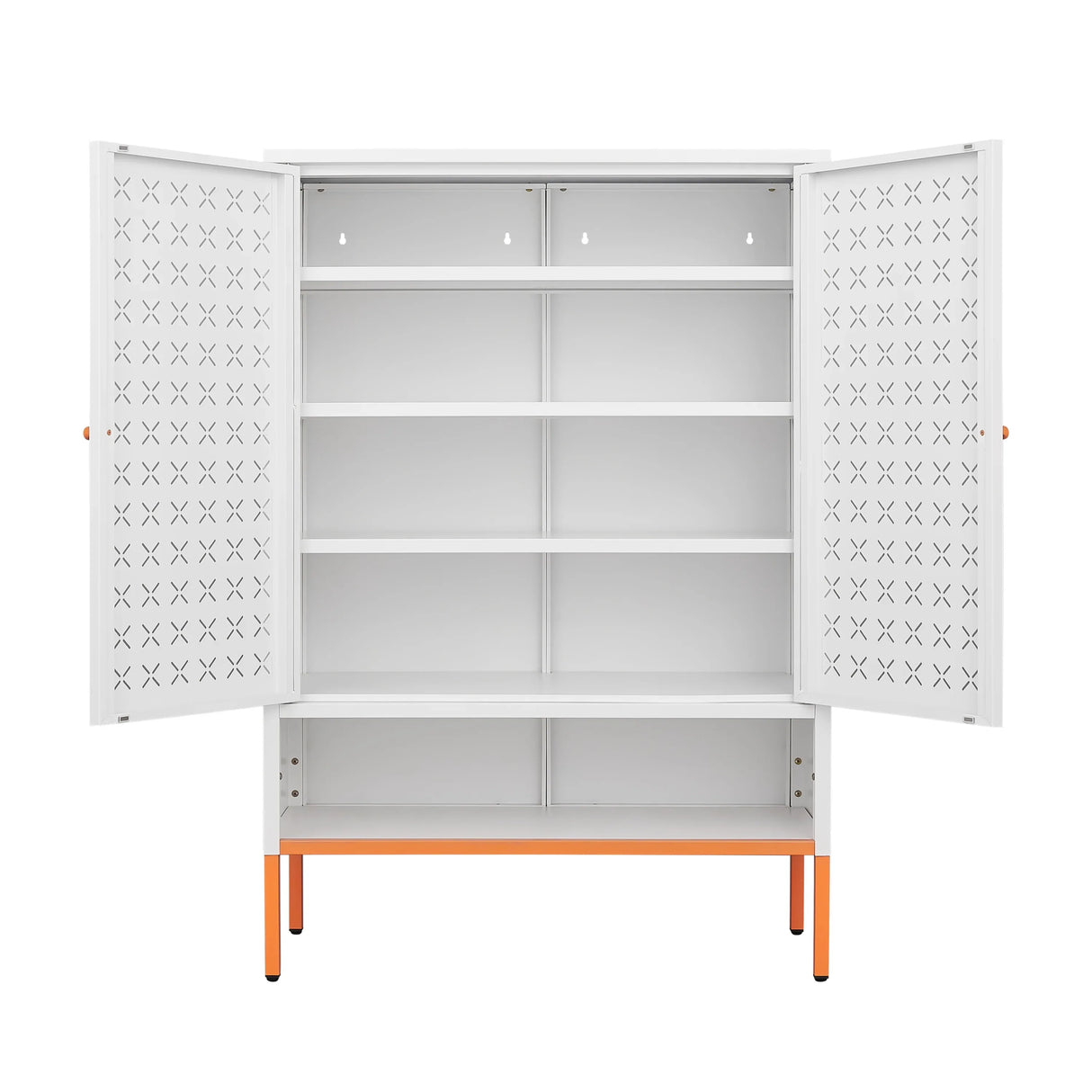 Modern White Metal Adjustable Shelf Shoe Cabinet - Omega Lifestyles