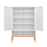 Modern White Metal Adjustable Shelf Shoe Cabinet - Omega Lifestyles